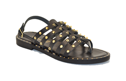 SANDALO INFRADITO BLACK LEATHER CON BORCHIE E2-050